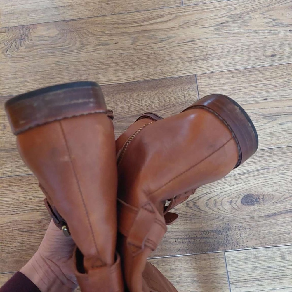 Coach Monique Flat Leather Riding Boots Brown/Cinnamon Gem